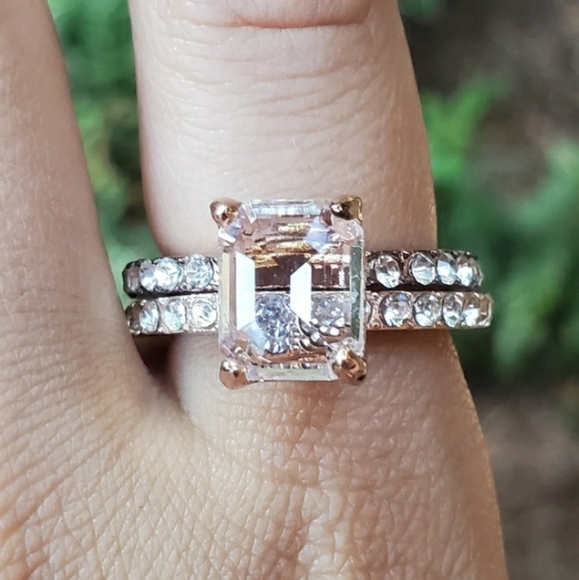 NWOT 18K GF Rose Gold White Topaz Engagement Rings - Picture 5 of 15